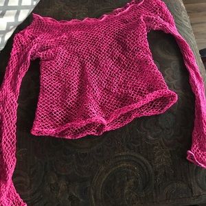Pink mesh see through top